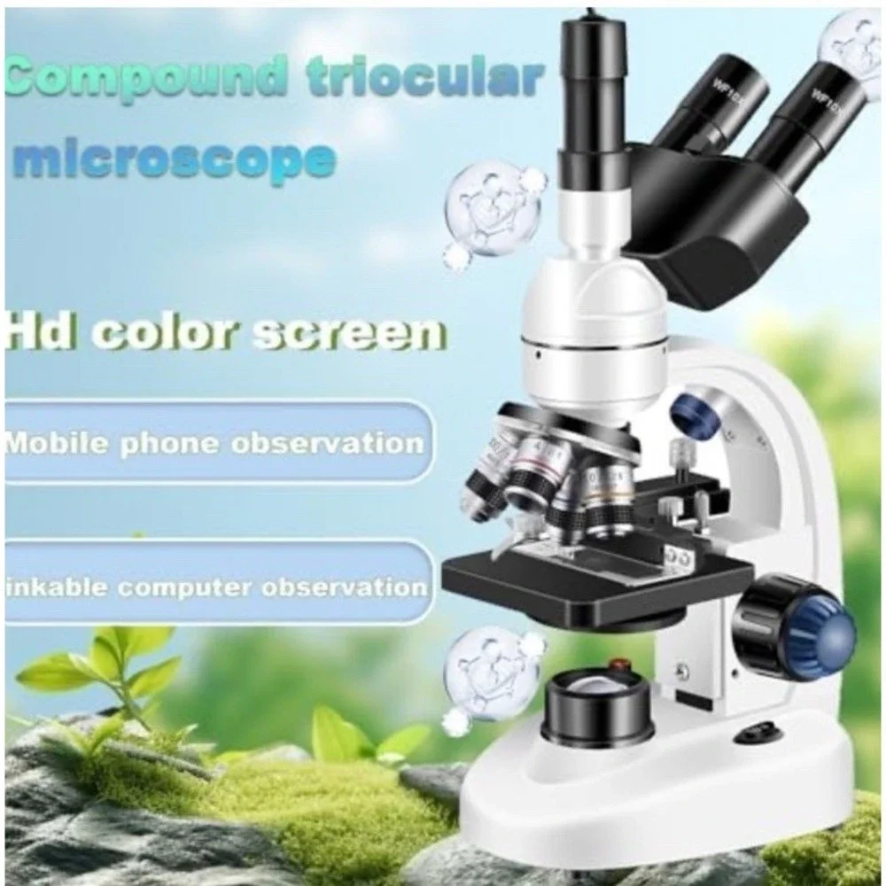 (b34/64)Adult Trinocular Microscope Wf10X and Wf25X Eyepieces 40X-5000X Mag